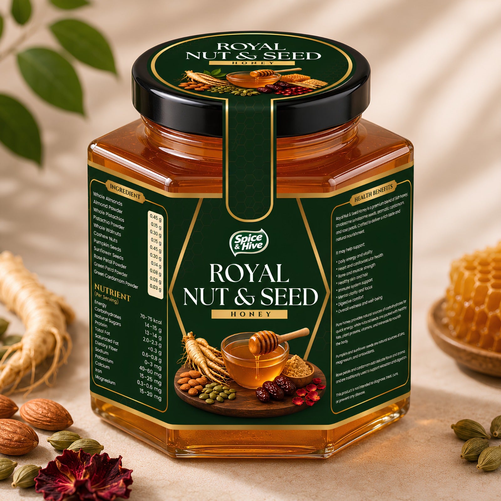 Spice & Hive Royal Nuts & Seeds Honey
